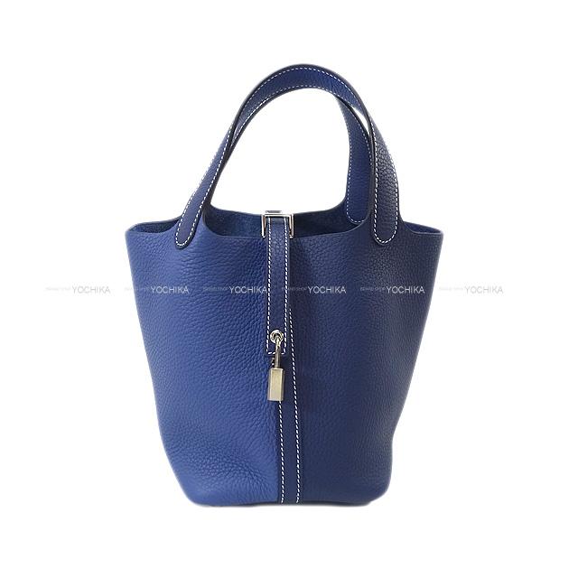 [Pre-loved] HERMES Handbag Picotin Lock 18 PM Casaque Bleu Brighton/Bleu Saphir Taurillon Clemence Silver HW Stamp Z[LIKE NEW][Authentic]