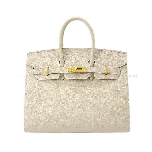 HERMES Handbag Birkin25 Sellier Craie Veau Epsom Gold HW Stamp Z[EXCELLENT][Authentic]