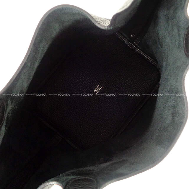 HERMES Handbag Picotin Lock 22 MM Noir (Black) Taurillon Clemence Silver HW Stamp B[EXCELLENT][Authentic]