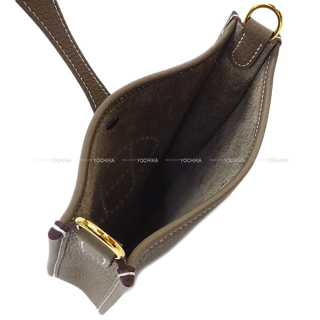 HERMES Shoulder bag Etoupe Taurillon Clemence Gold HW Stamp W[EXCELLENT][Authentic]