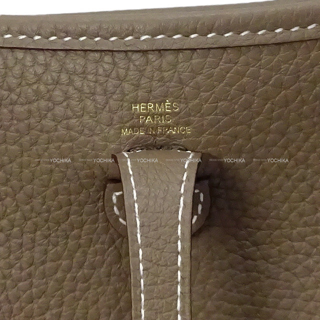 HERMES Shoulder bag Etoupe Taurillon Clemence Gold HW Stamp W[EXCELLENT][Authentic]