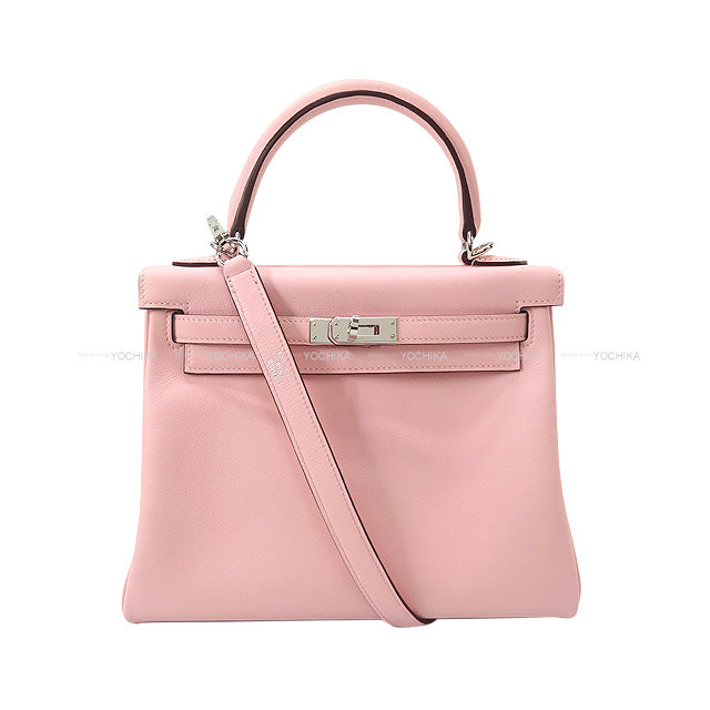 HERMES Shoulder bag Kelly25 Retourne Rose Sakura Veau Swift Silver HW Stamp K[BRAND NEW][Authentic]