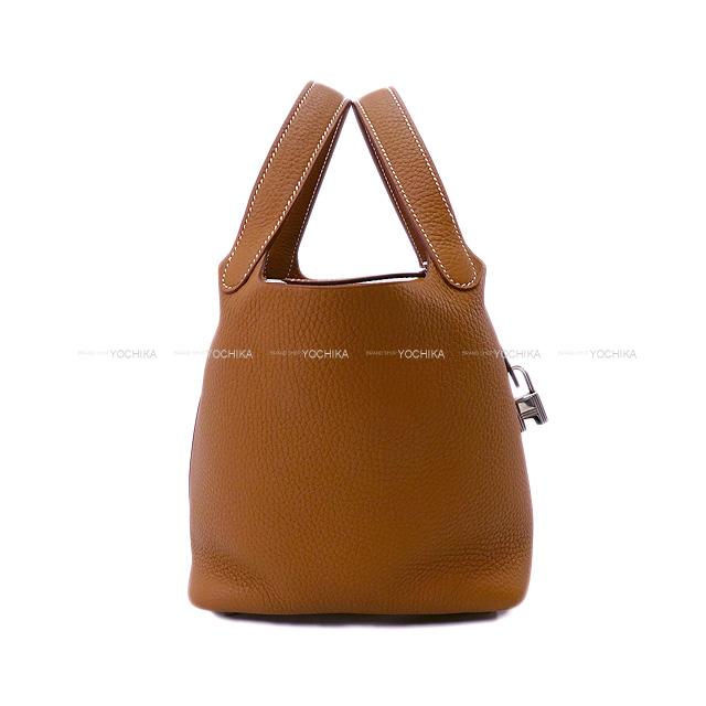 HERMES Handbag Picotin Lock 18 PM Gold Taurillon Clemence Silver HW Stamp X[EXCELLENT][Authentic]