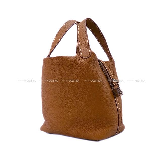 HERMES Handbag Picotin Lock 18 PM Gold Taurillon Clemence Silver HW Stamp X[EXCELLENT][Authentic]