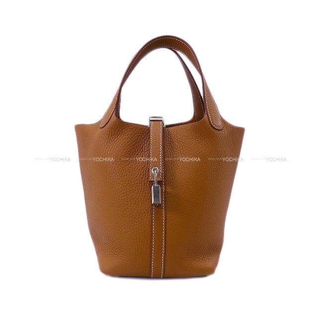 HERMES Handbag Picotin Lock 18 PM Gold Taurillon Clemence Silver HW Stamp X[EXCELLENT][Authentic]