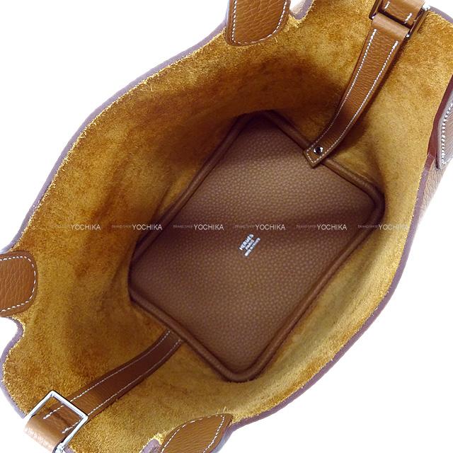 HERMES Handbag Picotin Lock 18 PM Gold Taurillon Clemence Silver HW Stamp X[EXCELLENT][Authentic]