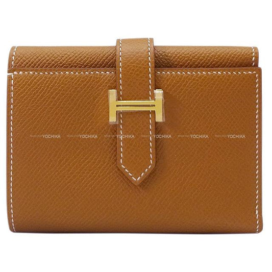 HERMES Tri-fold wallet Bearn Combine Gold Veau Epsom Gold HW Stamp B[BRAND NEW][Authentic]