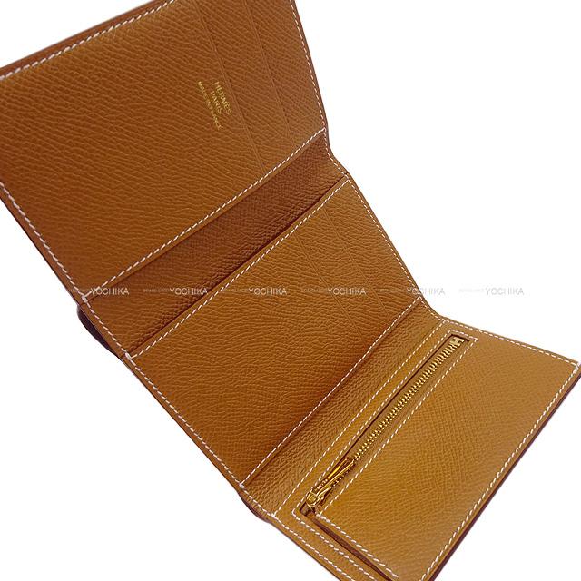 HERMES Tri-fold wallet Bearn Combine Gold Veau Epsom Gold HW Stamp B[BRAND NEW][Authentic]