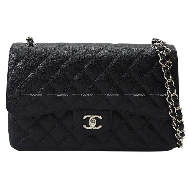 CHANEL Shoulder bag Matelasse 30 Double Flap Chain Noir (Black) Graind Calf(Caviarskin) Silver HW A58600[EXCELLENT][Authentic]