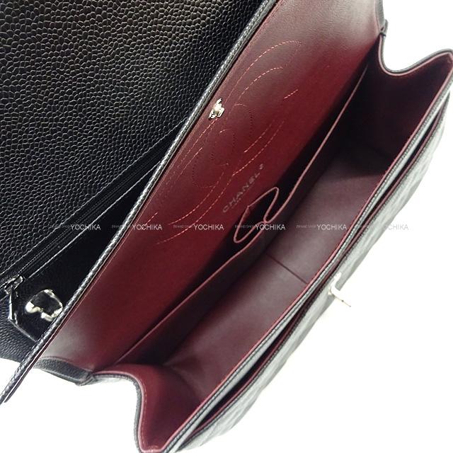 CHANEL Shoulder bag Matelasse 30 Double Flap Chain Noir (Black) Graind Calf(Caviarskin) Silver HW A58600[EXCELLENT][Authentic]