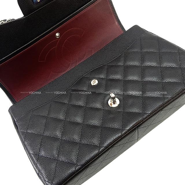 CHANEL Shoulder bag Matelasse 30 Double Flap Chain Noir (Black) Graind Calf(Caviarskin) Silver HW A58600[EXCELLENT][Authentic]