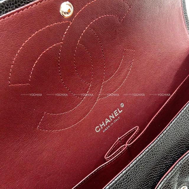 CHANEL Shoulder bag Matelasse 30 Double Flap Chain Noir (Black) Graind Calf(Caviarskin) Silver HW A58600[EXCELLENT][Authentic]