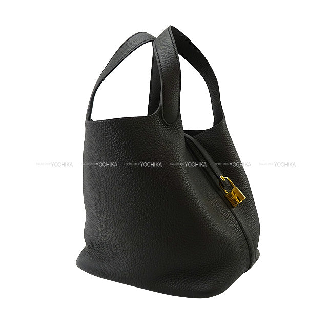 [Pre-loved] HERMES Handbag Picotin Lock 22 MM Noir (Black) Taurillon Clemence Gold HW Stamp K[LIKE NEW][Authentic]