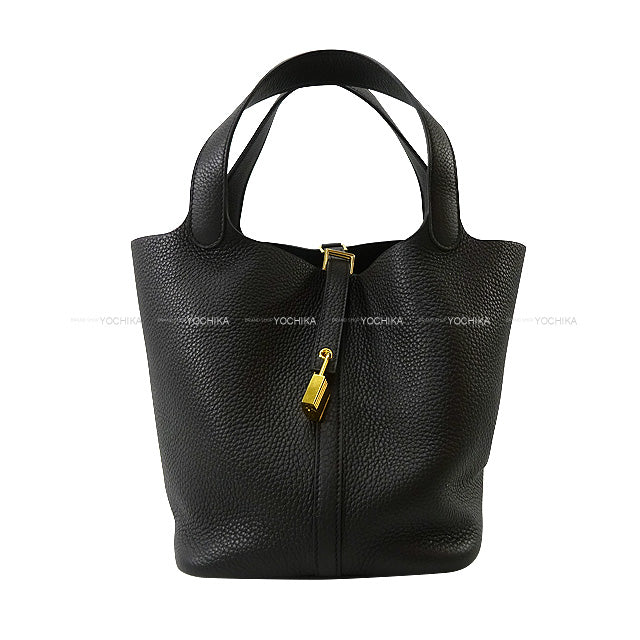 [Pre-loved] HERMES Handbag Picotin Lock 22 MM Noir (Black) Taurillon Clemence Gold HW Stamp K[LIKE NEW][Authentic]