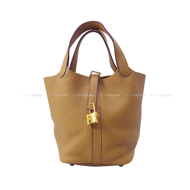 HERMES Handbag Picotin Lock 18 PM Biscuit Taurillon Clemence Gold HW Stamp W[BRAND NEW][Authentic]