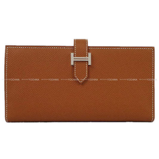 HERMES long wallet Bearn Soufflet Gold Veau Epsom Silver HW Stamp U[BRAND NEW][Authentic]