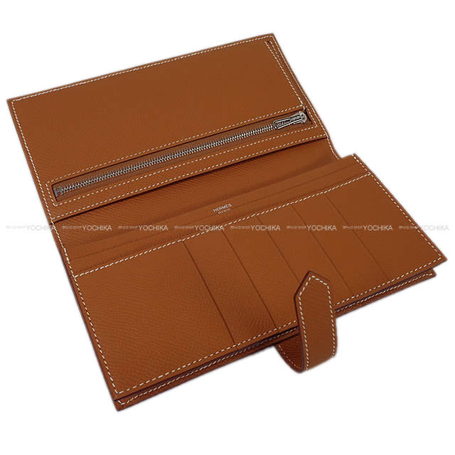 HERMES long wallet Bearn Soufflet Gold Veau Epsom Silver HW Stamp U[BRAND NEW][Authentic]