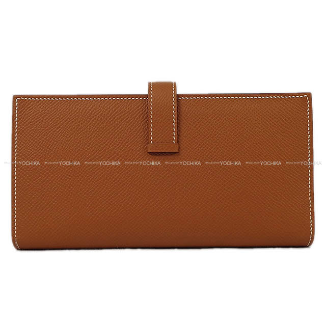 HERMES long wallet Bearn Soufflet Gold Veau Epsom Silver HW Stamp U[BRAND NEW][Authentic]