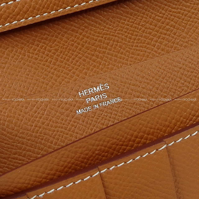 HERMES long wallet Bearn Soufflet Gold Veau Epsom Silver HW Stamp U[BRAND NEW][Authentic]