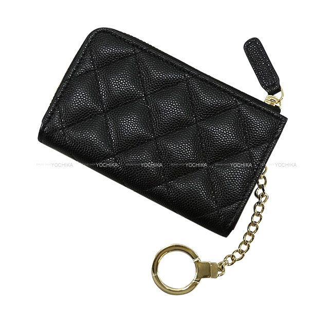 CHANEL change purse Coco Mark Matelasse Coin/Card case with a Key ring Noir (Black)/Bordeaux Graind Calf(Caviarskin) Champagne Gold HW AP0221[BRAND NEW][Authentic]