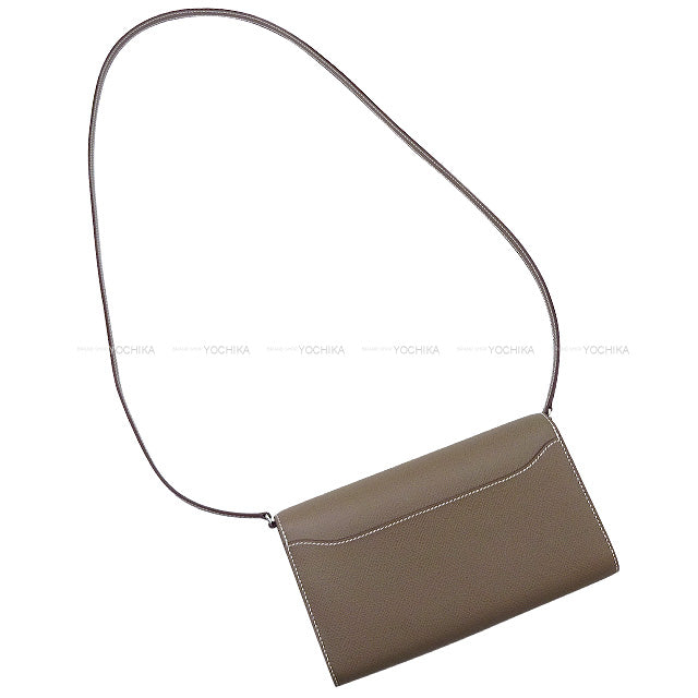 HERMES long wallet Constance Long To Go wallet Etoupe Ever Grain Silver HW Stamp W[BRAND NEW][Authentic]