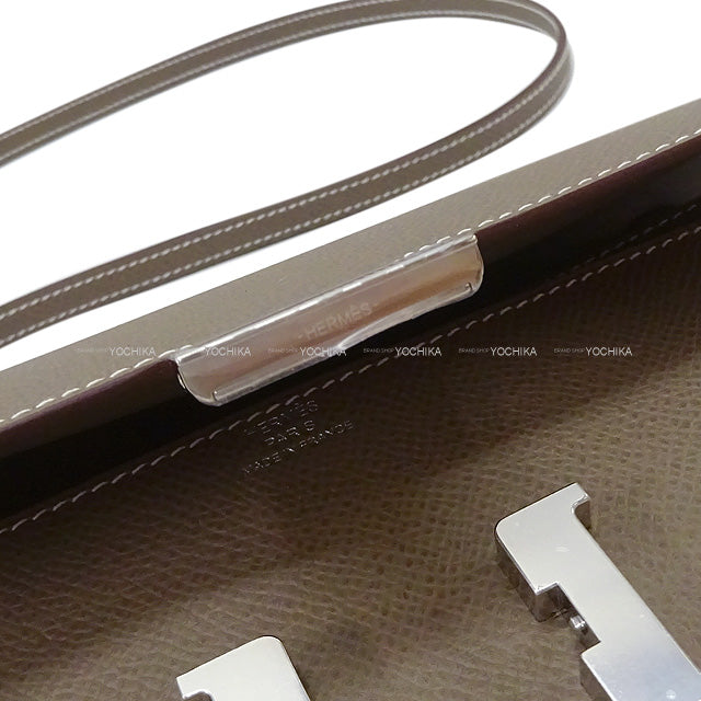 HERMES long wallet Constance Long To Go wallet Etoupe Ever Grain Silver HW Stamp W[BRAND NEW][Authentic]