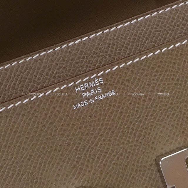 HERMES long wallet Constance Long To Go wallet Etoupe Ever Grain Silver HW Stamp W[BRAND NEW][Authentic]