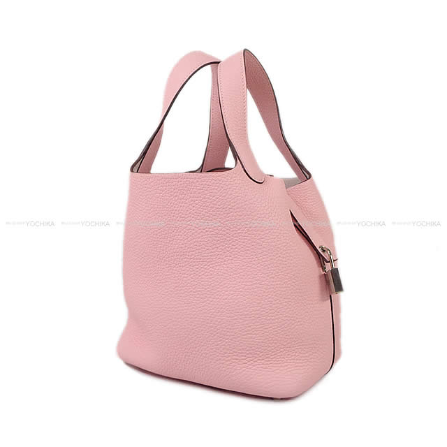 HERMES Handbag Picotin Lock 18 PM Rose Sakura Taurillon Clemence Silver HW Stamp B[EXCELLENT][Authentic]