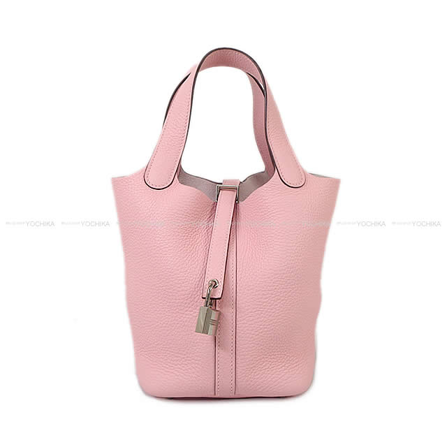 HERMES Handbag Picotin Lock 18 PM Rose Sakura Taurillon Clemence Silver HW Stamp B[EXCELLENT][Authentic]