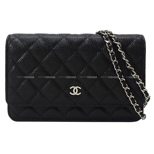 CHANEL Wallet chain Matelasse Coco Mark Wallet on chain/WOC Noir(Black)/Bordeaux Graind Calf(Caviarskin) Silver HW AP0250[BRAND NEW][Authentic]