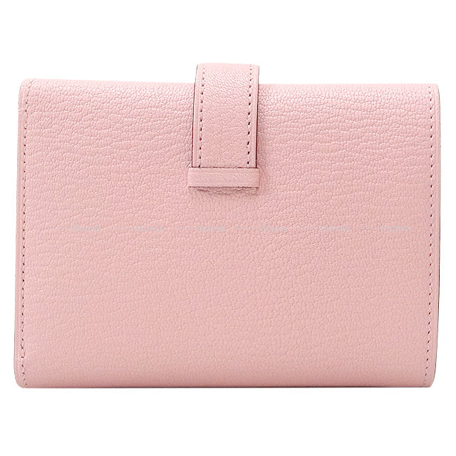 HERMES Tri-fold wallet Bearn Combine Rose Sakura Chevre Myzore Silver HW Stamp W[BRAND NEW][Authentic]