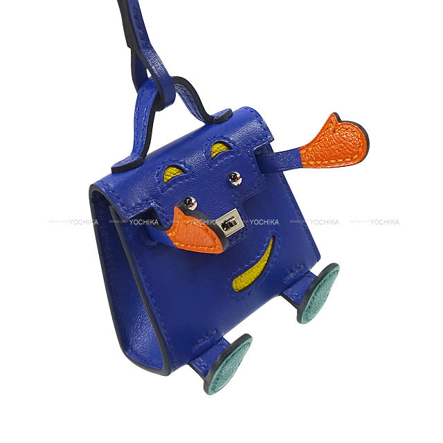 HERMES bagcharm Bag Charm Bijoux de SAC Kelly doll Bleu Electrique/Feu Orange/Vert Verone/Jaune de Naples Veau Tadelakt Gold HW Stamp U[EXCELLENT][Authentic]