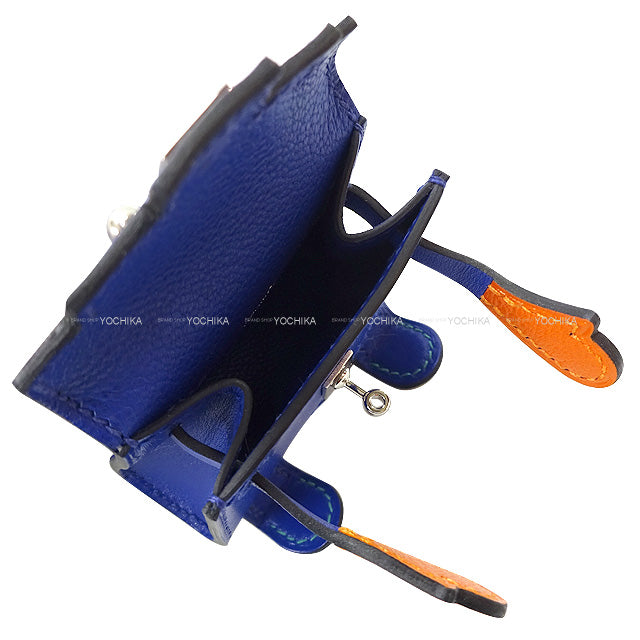 HERMES bagcharm Bag Charm Bijoux de SAC Kelly doll Bleu Electrique/Feu Orange/Vert Verone/Jaune de Naples Veau Tadelakt Gold HW Stamp U[EXCELLENT][Authentic]