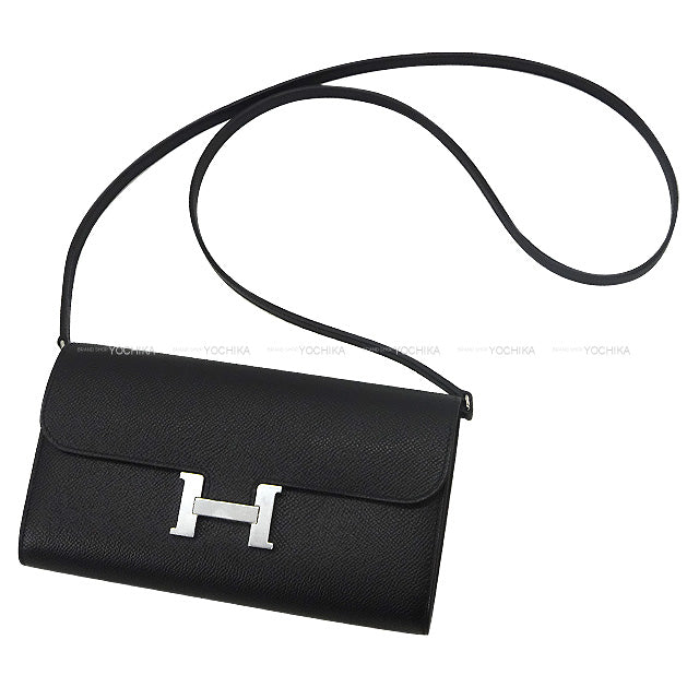 HERMES long wallet Constance Long wallet To Go Noir (Black) Veau Epsom Silver HW Stamp K[ALMOST NEW][Authentic]