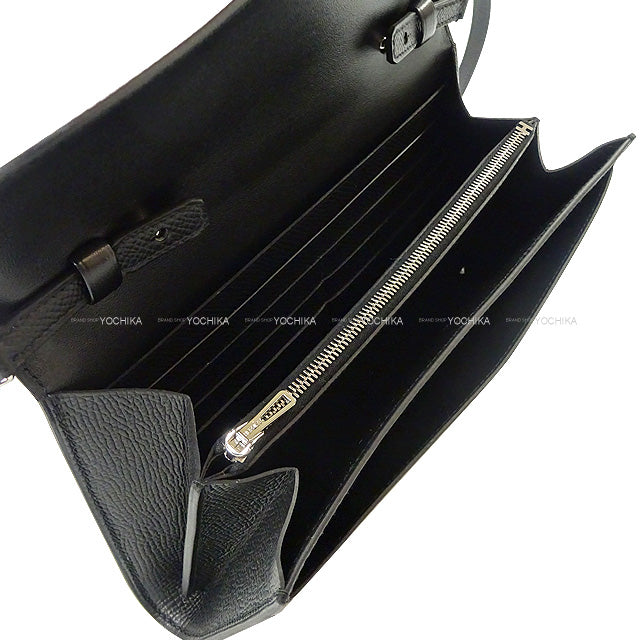 HERMES long wallet Constance Long wallet To Go Noir (Black) Veau Epsom Silver HW Stamp K[ALMOST NEW][Authentic]