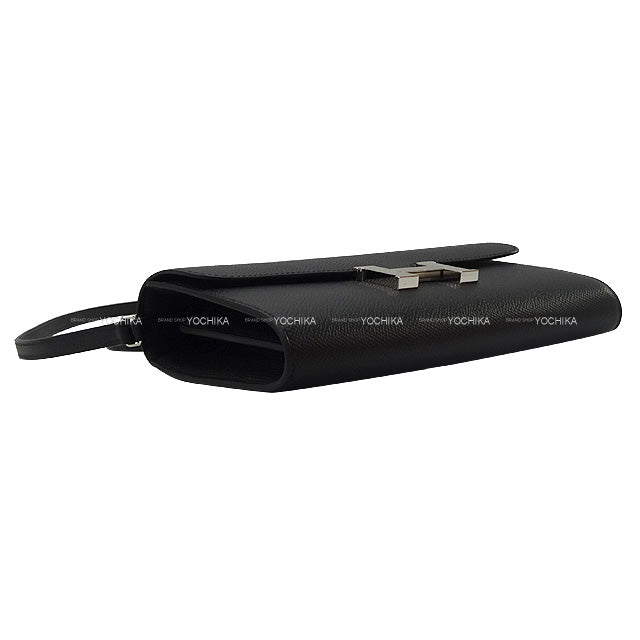 HERMES long wallet Constance Long wallet To Go Noir (Black) Veau Epsom Silver HW Stamp K[ALMOST NEW][Authentic]