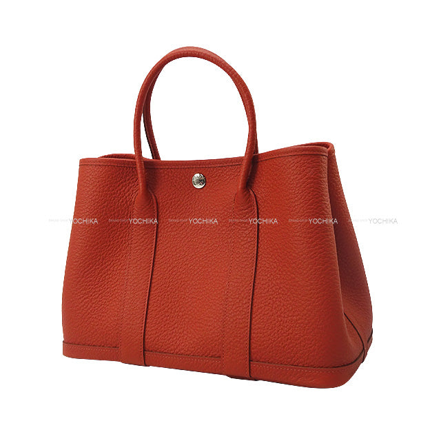 HERMES tote bag Garden Party 30 TPM All Leather Rouge Duchesse Vache Country Silver HW Stamp Y[EXCELLENT][Authentic]