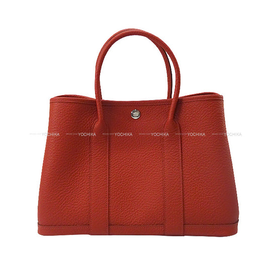 HERMES tote bag Garden Party 30 TPM All Leather Rouge Duchesse Vache Country Silver HW Stamp Y[EXCELLENT][Authentic]