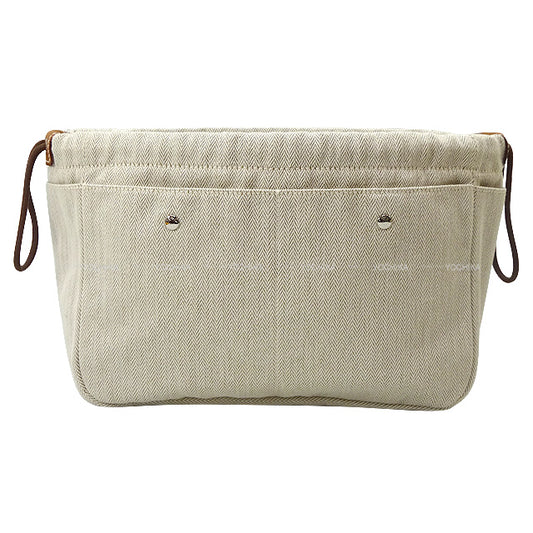 [Pre-loved] HERMES Pouch Fourbi 25 Ecru/Fauve Toile Chevrons/Veau Barenia Silver HW[LIKE NEW][Authentic]