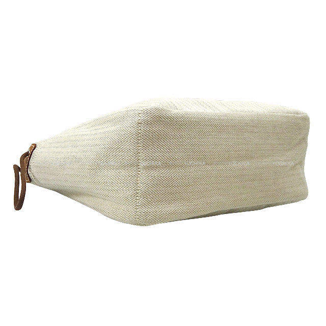 [Pre-loved] HERMES Pouch Fourbi 25 Ecru/Fauve Toile Chevrons/Veau Barenia Silver HW[LIKE NEW][Authentic]