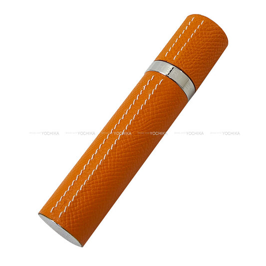 HERMES perfume Refillable atomizer 10ml Boiter Cuir Orange Veau Epsom Silver HW[EXCELLENT][Authentic]