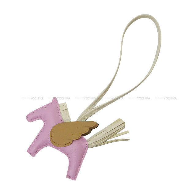 HERMES bag charm Rodeo Pegasus PM Mauve sylvestre/Chai/Craie Agneau Milo Stamp B[EXCELLENT][Authentic]