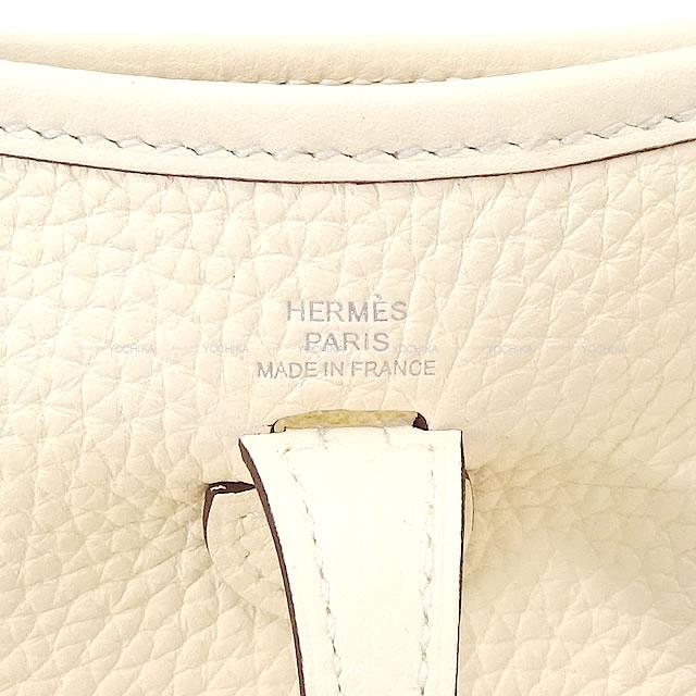 [Pre-loved] HERMES Shoulder bag Evelyne 16 TPM Amazone Nata/Blanc (White) Taurillon Clemence Silver HW Stamp Z[LIKE NEW][Authentic]