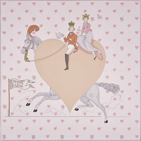 2021 HERMES scarf Carre 70 HERMES TEA Rose Pale/Beige Cotton100%[EXCELLENT][Authentic]