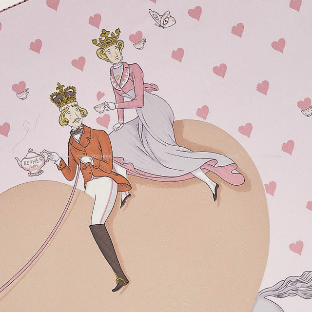 2021 HERMES scarf Carre 70 HERMES TEA Rose Pale/Beige Cotton100%[EXCELLENT][Authentic]