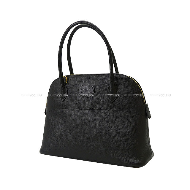 HERMES Shoulder bag Bolide27 Noir (Black) Ever Grain Gold HW Stamp U[EXCELLENT][Authentic]