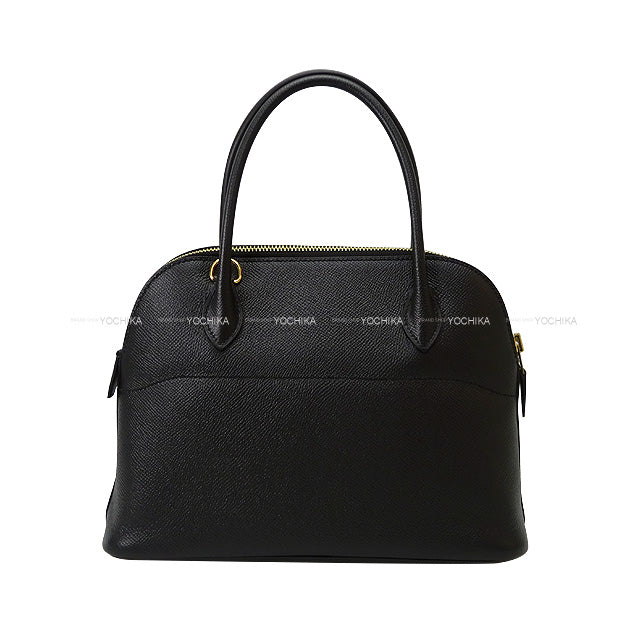 HERMES Shoulder bag Bolide27 Noir (Black) Ever Grain Gold HW Stamp U[EXCELLENT][Authentic]