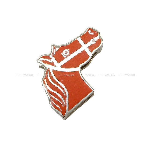 2022SS HERMES Scarf ring Twilly Ring Quadrige Orange/Silver Silver Plated[BRAND NEW][Authentic]