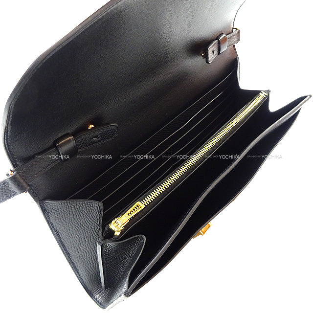 HERMES long wallet Constance Long To Go wallet Noir (Black) Veau Epsom Rose Gold HW Stamp K[BRAND NEW][Authentic]
