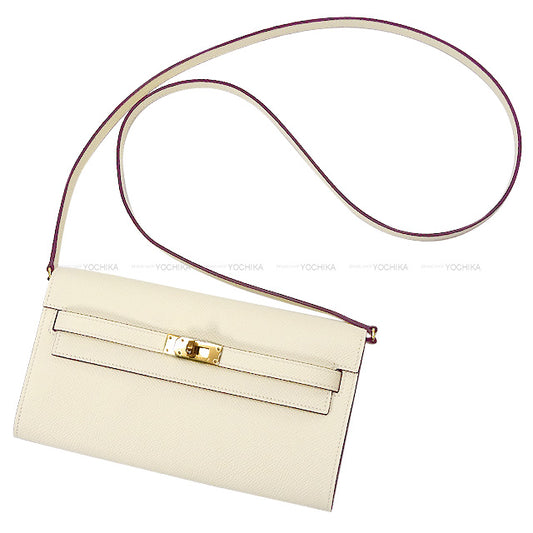 HERMES long wallet Kelly Wallet To Go Verso Nata/Jaune Poussin Veau Epsom Gold HW Stamp W[EXCELLENT][Authentic]